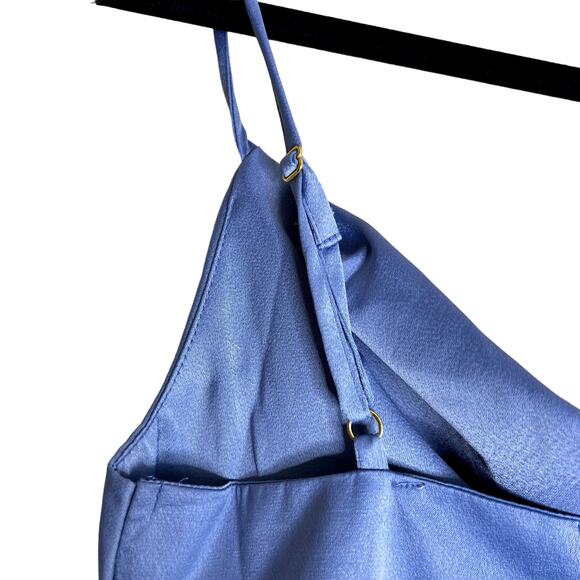 WeWoreWhat Slate Blue Midi Dress Size 00 Revolve Cowl Satin Charmeuse NEW Flirty - Picture 10 of 14